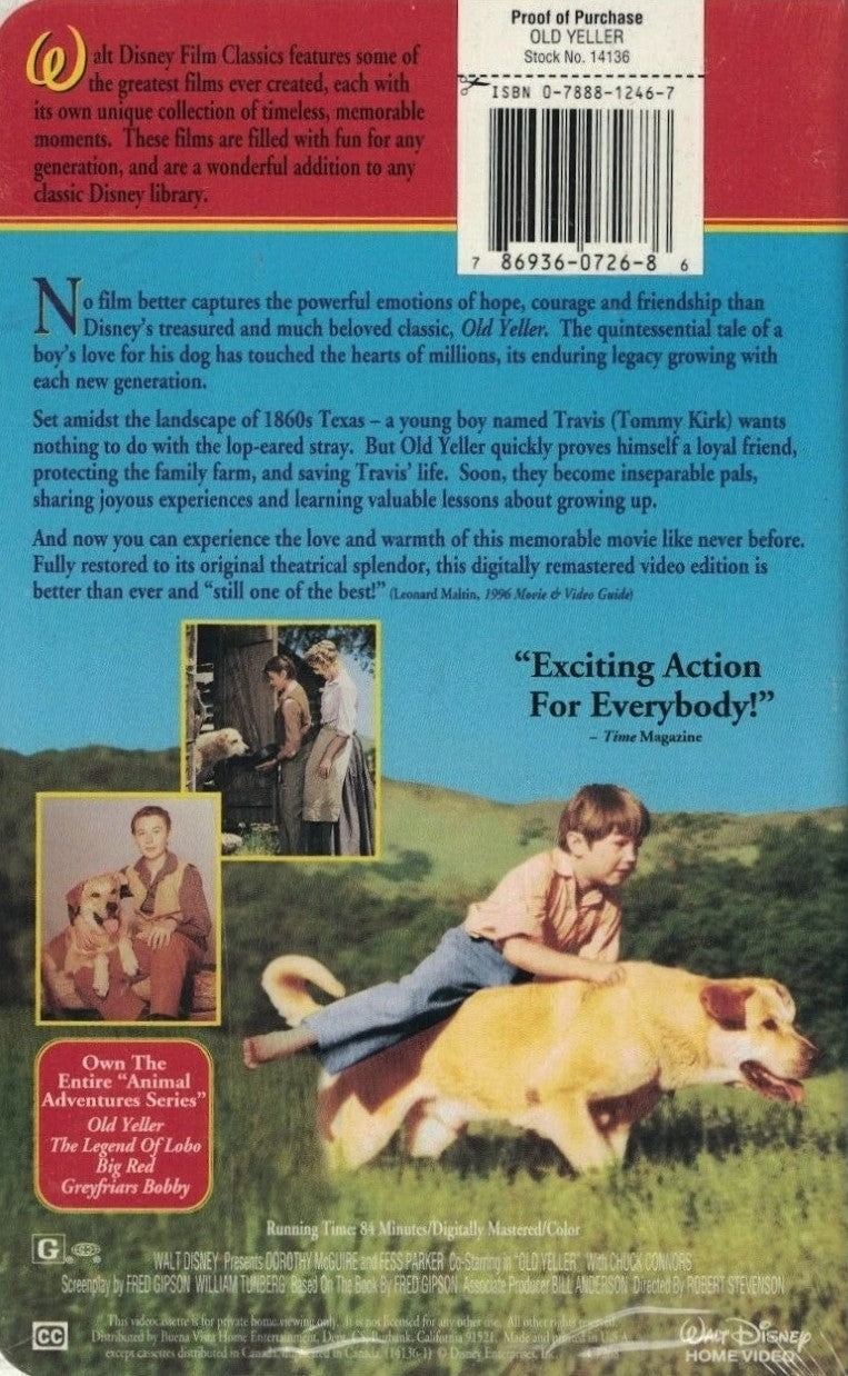 Old Yeller (VHS, 1957, Clamshell)