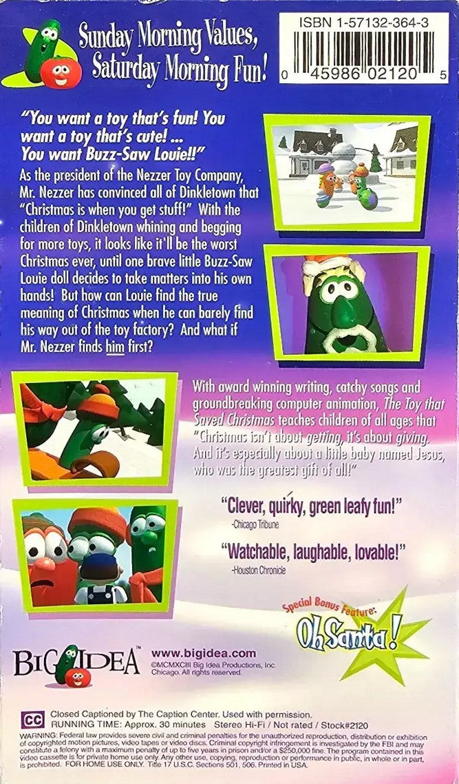 Veggie Tales: The Toy That Saved Christmas (VHS, 1996)