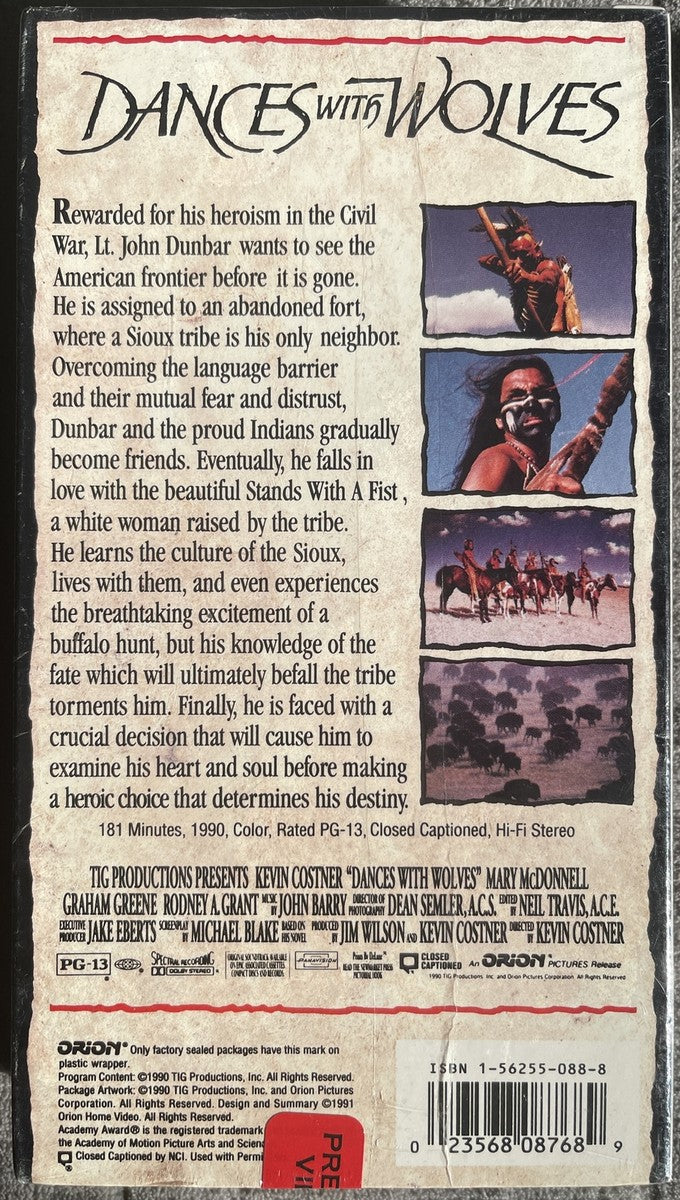 Dances with Wolves (VHS, 1990)