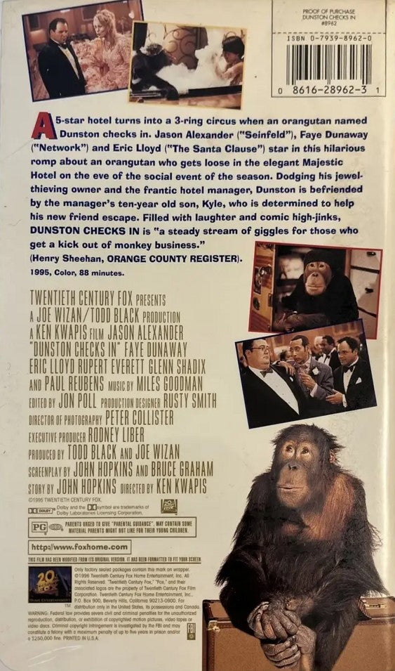 Dunston Checks In (VHS, 1996, Clamshell)