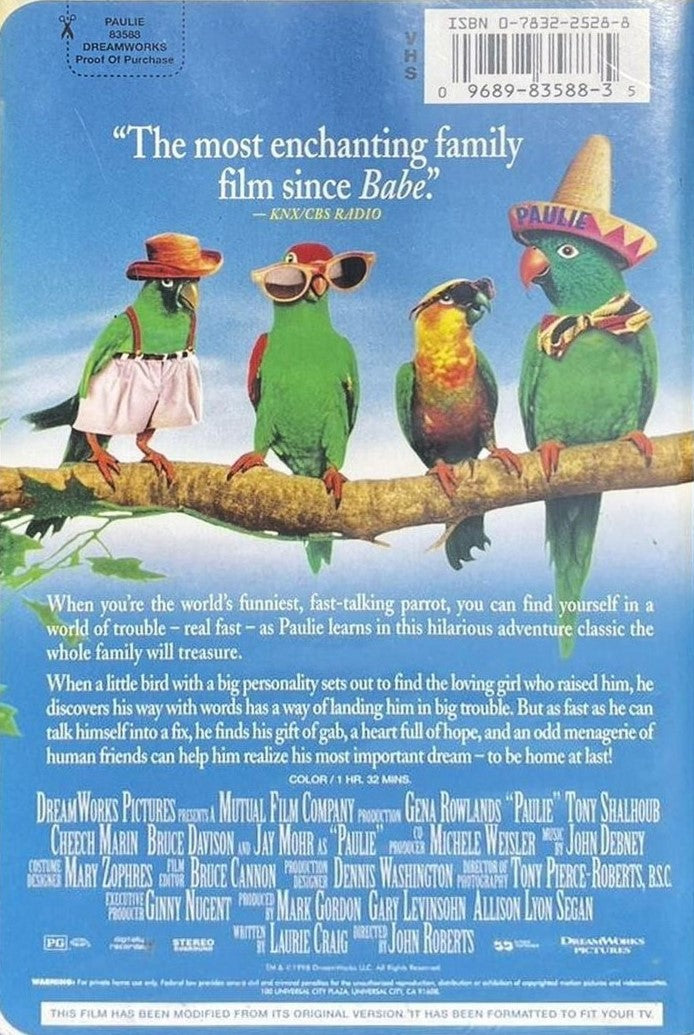 Paulie (VHS, 1998, Clamshell)