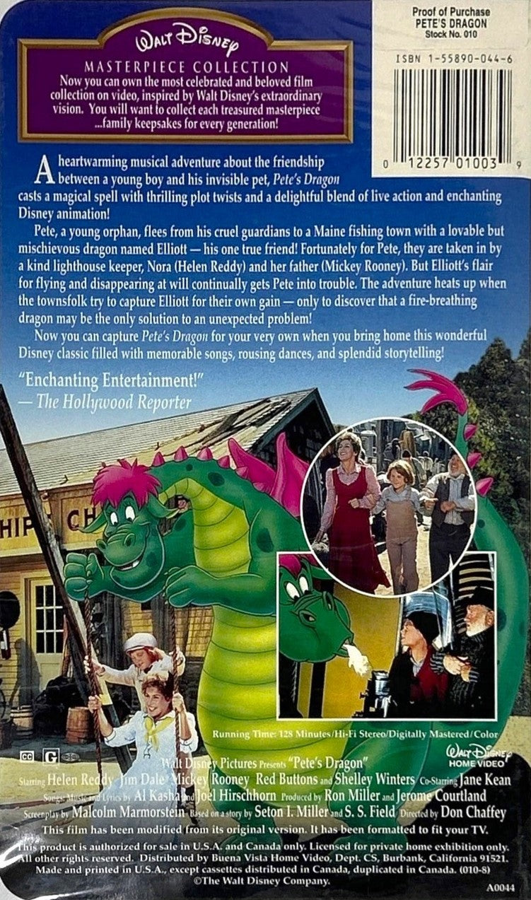 Pete's Dragon (VHS, 1977, Clamshell) Masterpiece Collection