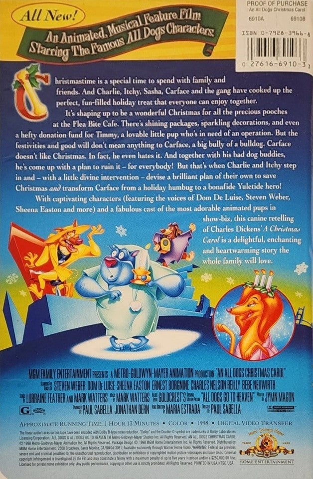 An All Dogs Christmas Carol (VHS, 1998, Clamshell)