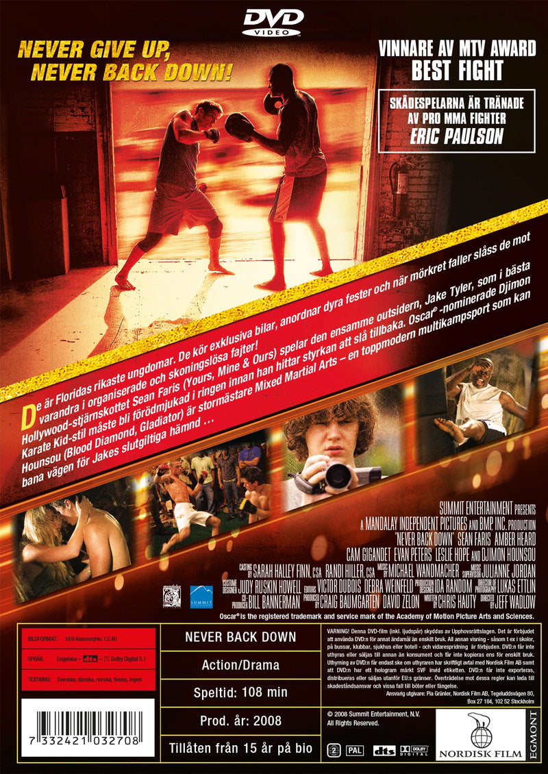 Never Back Down (DVD, 2008)
