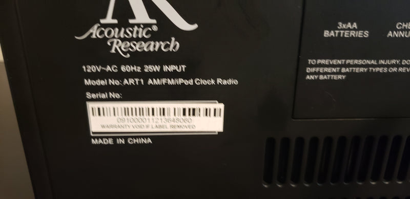 Acoustic Research ART1 Real Wood Clock Radio with Docking Station