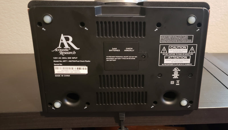 Acoustic Research ART1 Real Wood Clock Radio with Docking Station