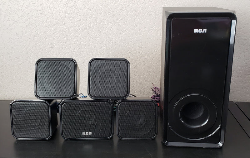 RCA Home Theatre RTD325W Surround Speakers and Subwoofer (Does NOT include DVD Player)