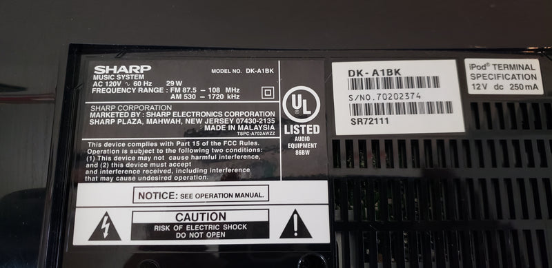 Sharp i-Elegance Music System for iPod DK-A1 Alarm Clock Dock Radio