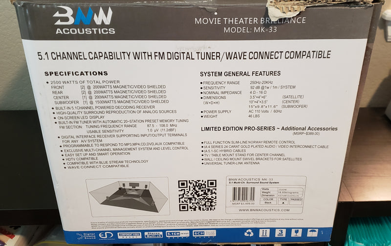 BNW Acoustics MK-33 5.1 Bluetooth Home Theater System