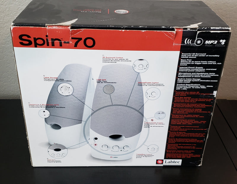 Labtec LCS-1070 Spin 70 2-Piece Computer Speakers 12 Watts - in Original Box