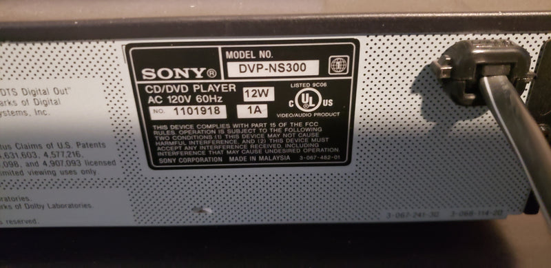 Sony DVP-NS300 CD/DVD Player Home Theater with Remote Control & Manual