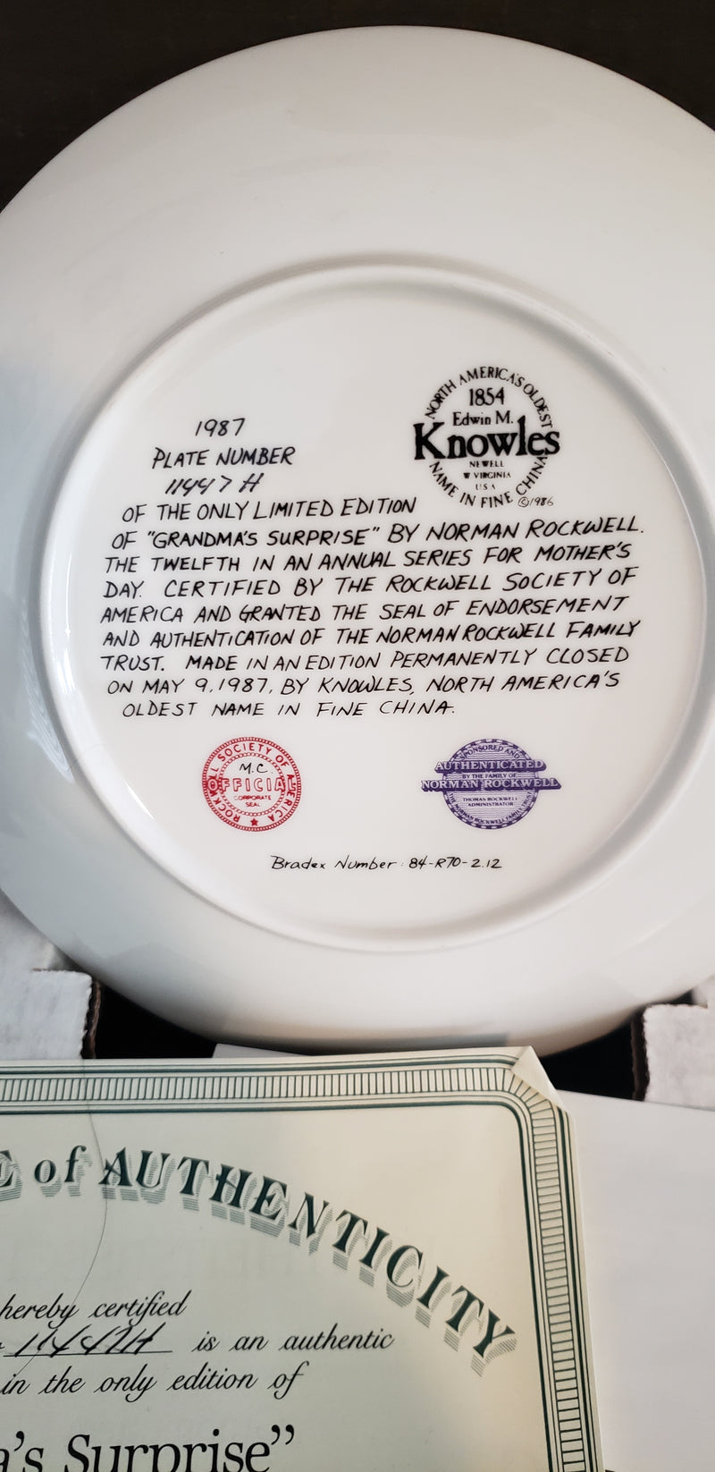 "Grandma's Surprise" by Norman Rockwell - Collector Plate