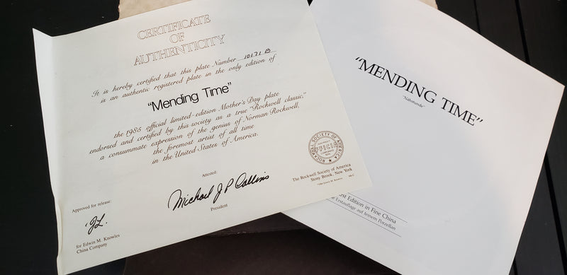 "Mending Time" by Norman Rockwell  - Collectible Plate