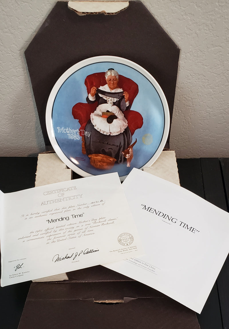 "Mending Time" by Norman Rockwell  - Collectible Plate