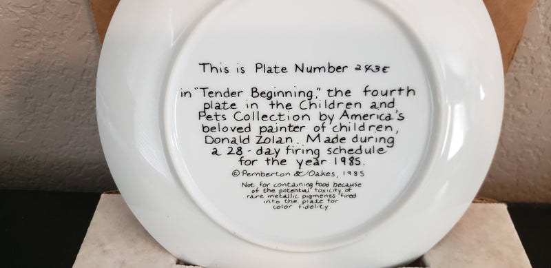 "Tender Beginning" by Donald Zolan - Collector Plate