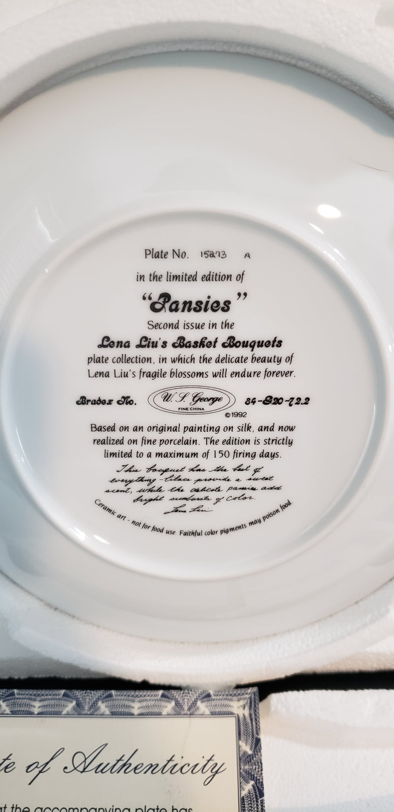 "Pansies" by Lena Liu - Collector Plate