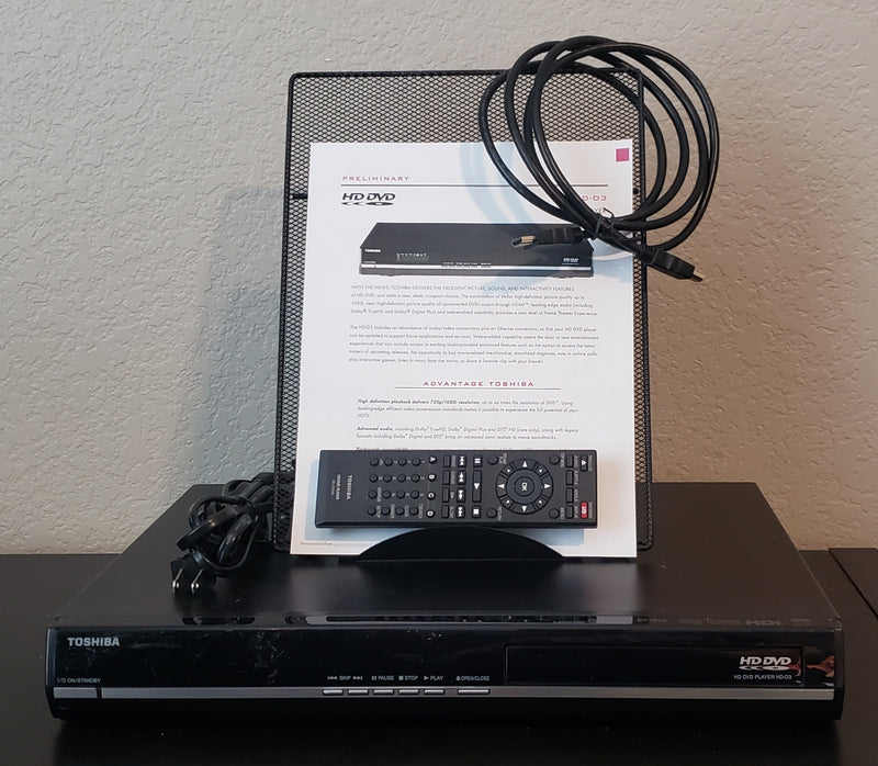 Toshiba HD-D3KU HD DVD Player with Remote Control, HDMI Cable & Manual