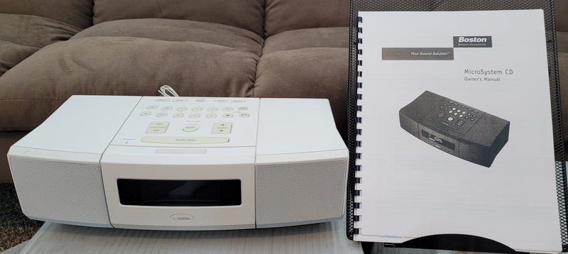 Boston Acoustics MicroSystem CD Clock Radio with Remote Control & Manual (Polar White)