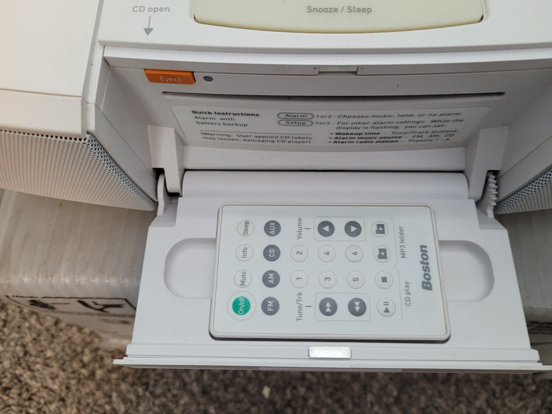 Boston Acoustics MicroSystem CD Clock Radio with Remote Control & Manual (Polar White)