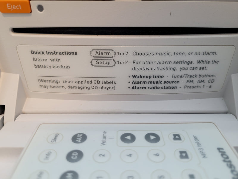 Boston Acoustics MicroSystem CD Clock Radio with Remote Control & Manual (Polar White)