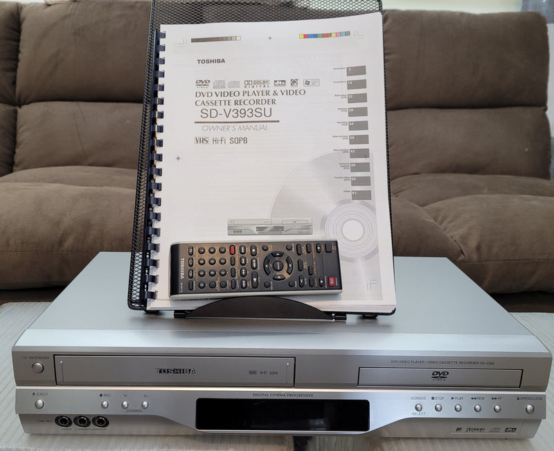 Toshiba SD-V393SU1 DVD VCR Combo Player VHS Video Cassette Recorder with Remote Control & Manual