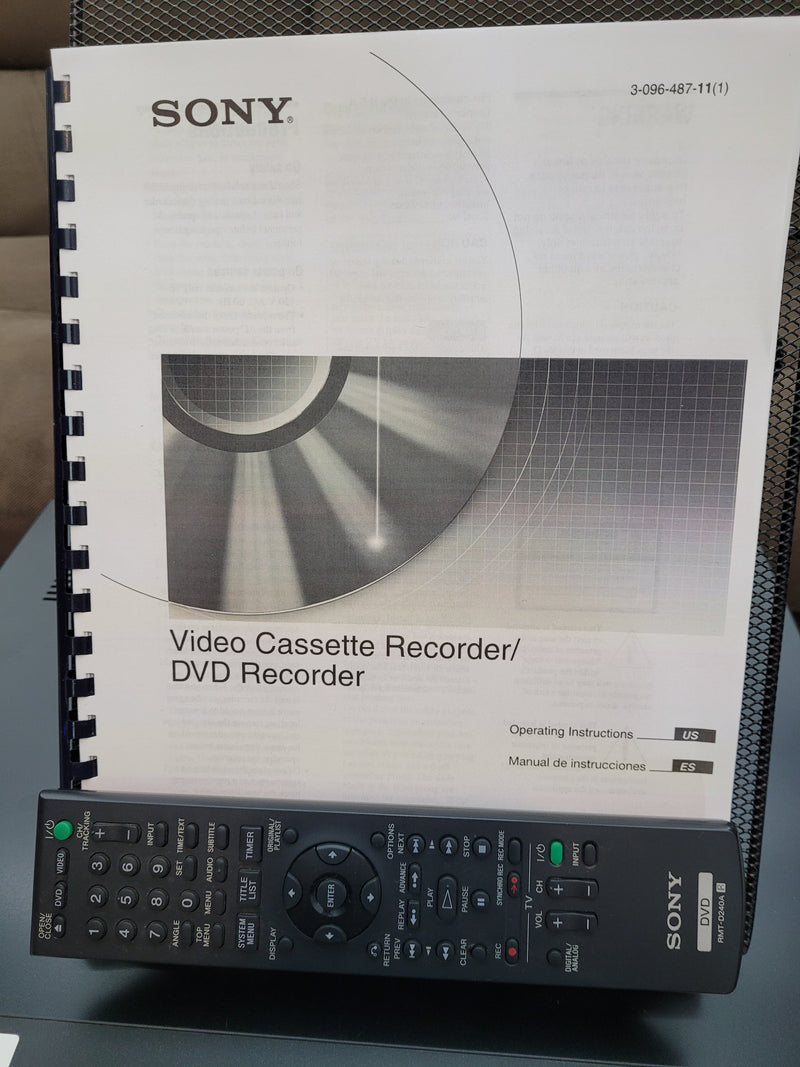 Sony RDR-VX525 VCR/DVD Recorder/Player with Remote Control & Manual