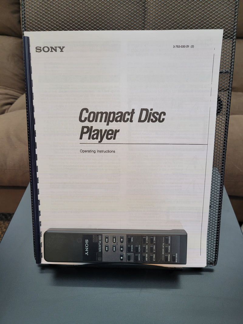 Sony CDP-C312M - 5 Disc CD Changer Player with Remote Control & Manual
