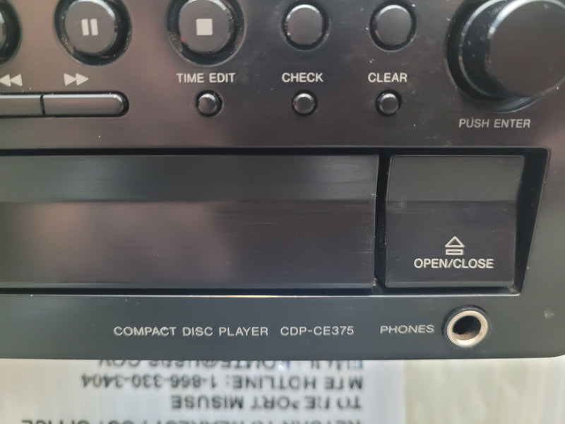 Sony CDP-CE375 5 Disc CD Changer Player with Remote Control & Manual