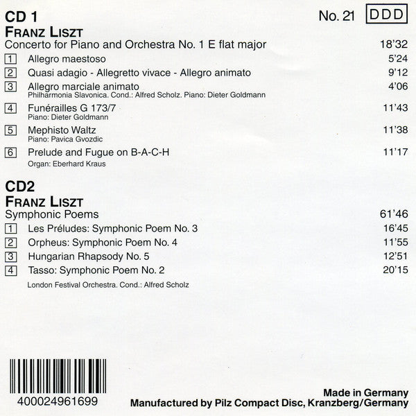Franz Liszt ‎– Piano Concerto No. 1 / Symphonic Poems